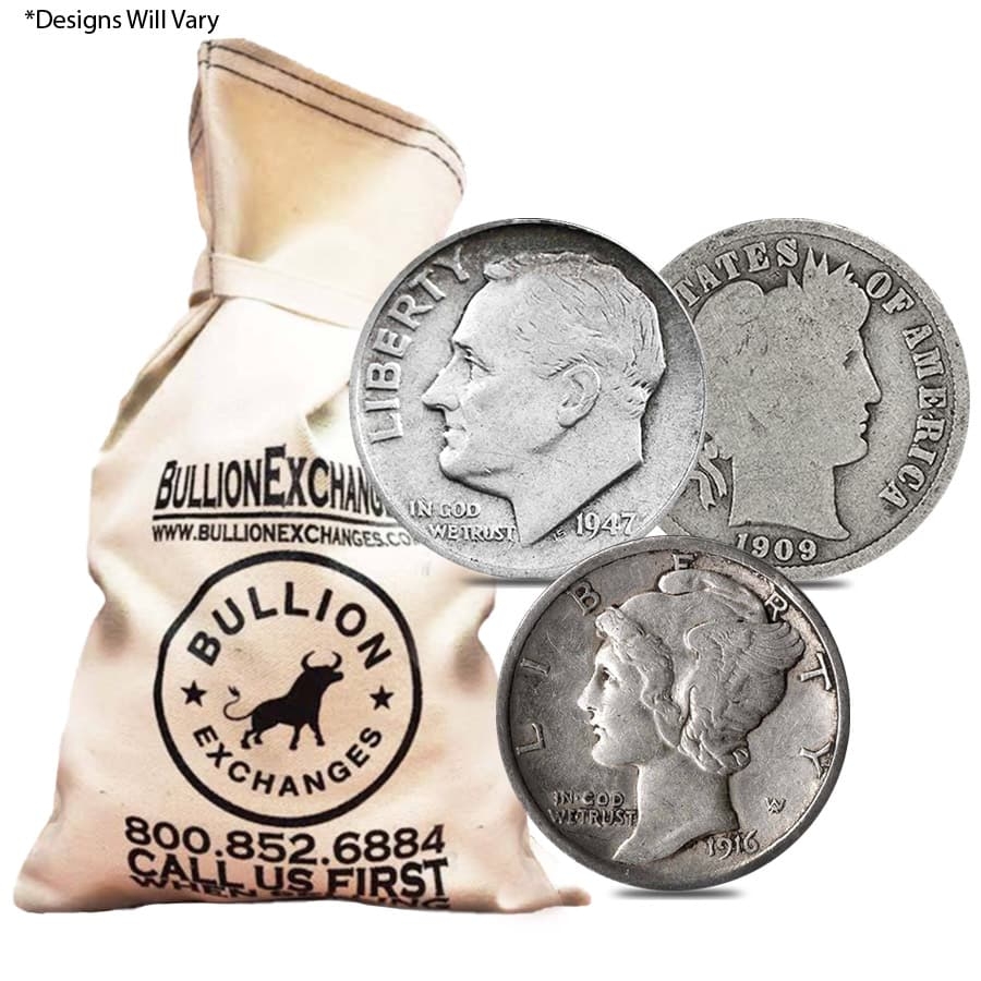 $100 Face Value Bag - 1,000 Coins - 90% Silver Dimes 10c (Circulated, Random Design) Questions & Answers