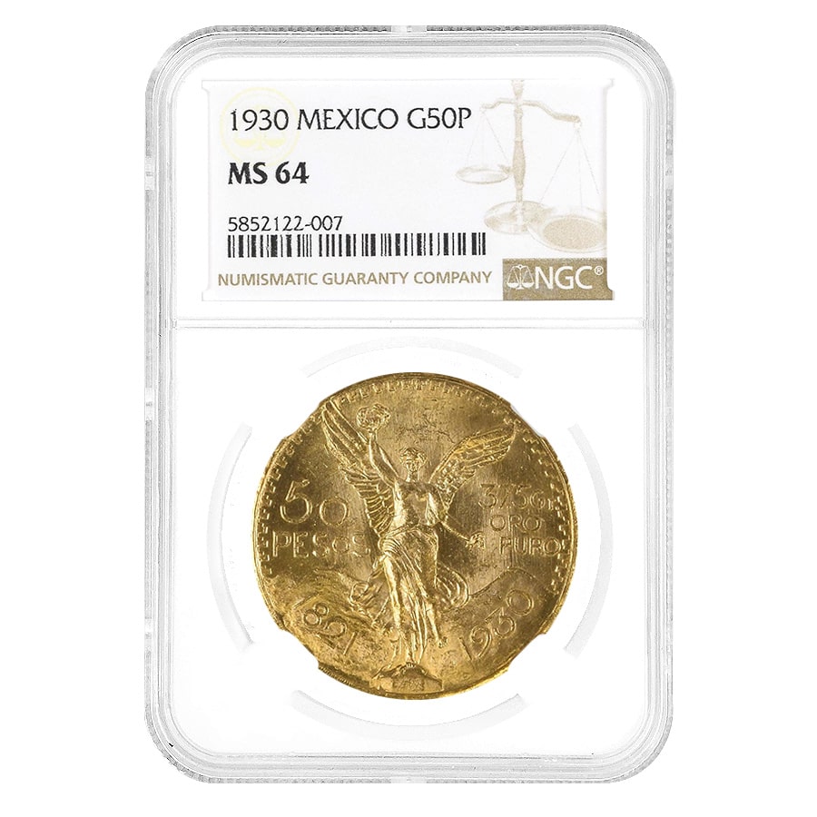 What is the significance of the MS 64 grade? (1930 Mexico 50 Pesos Gold ...