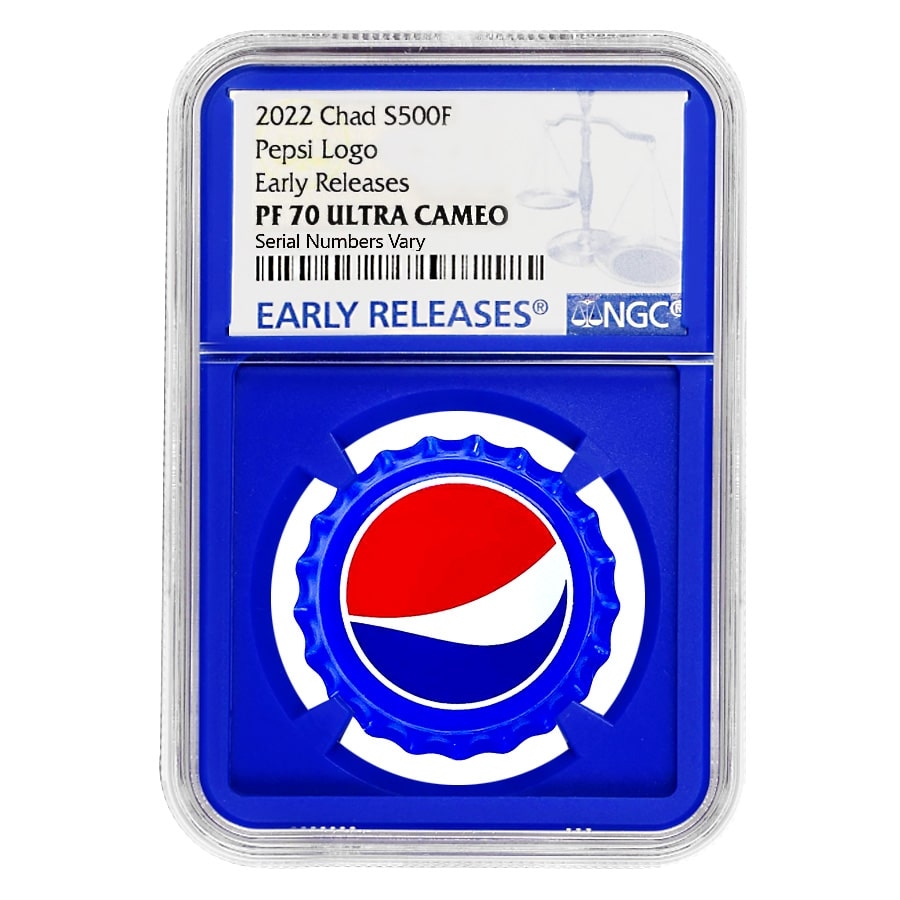 2022 Chad 6 gram Pepsi Bottle Cap Proof Silver Coin NGC PF 70 ER (Blue Core) Questions & Answers