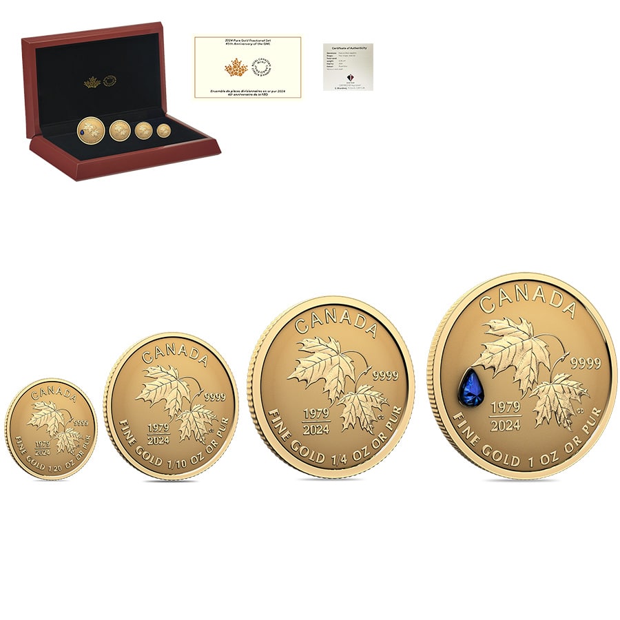What is the total weight of the gold in the 2024 Canada 4-Coin Set?