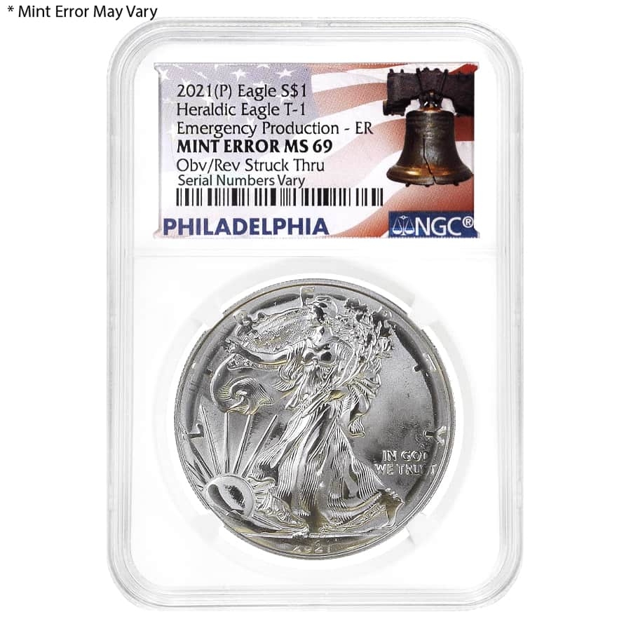 2021 (P) 1 oz Silver American Eagle NGC MS 69 ER Mint Error (Obv/Rev Struck Thru) Emergency Production Questions & Answers
