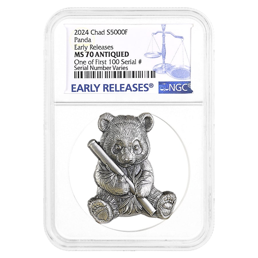 2024 Chad 1 oz Silver Panda Shaped Coin NGC MS 70 ER One of First 100 Questions & Answers