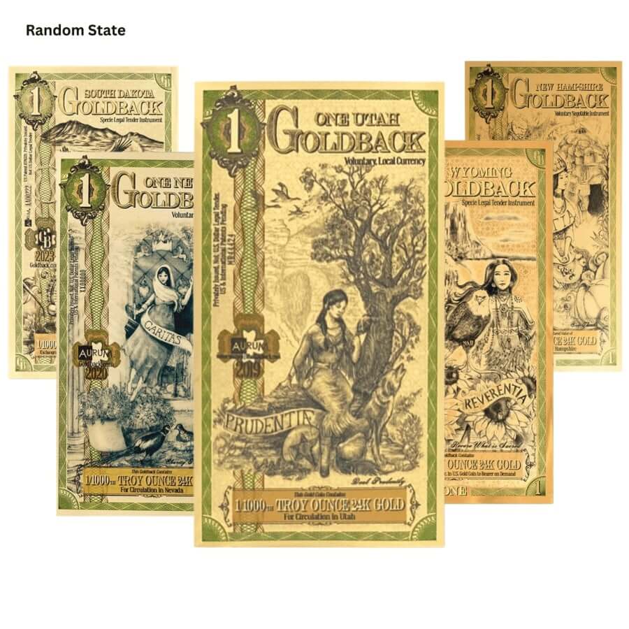 Gold at Spot - 1 Goldback 1/1000 oz 24K Gold Foil Aurum Note (Random State) Questions & Answers