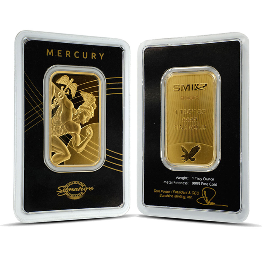 1 oz Sunshine Mint Mercury Gold Bar .9999 Fine (In Assay) Questions & Answers