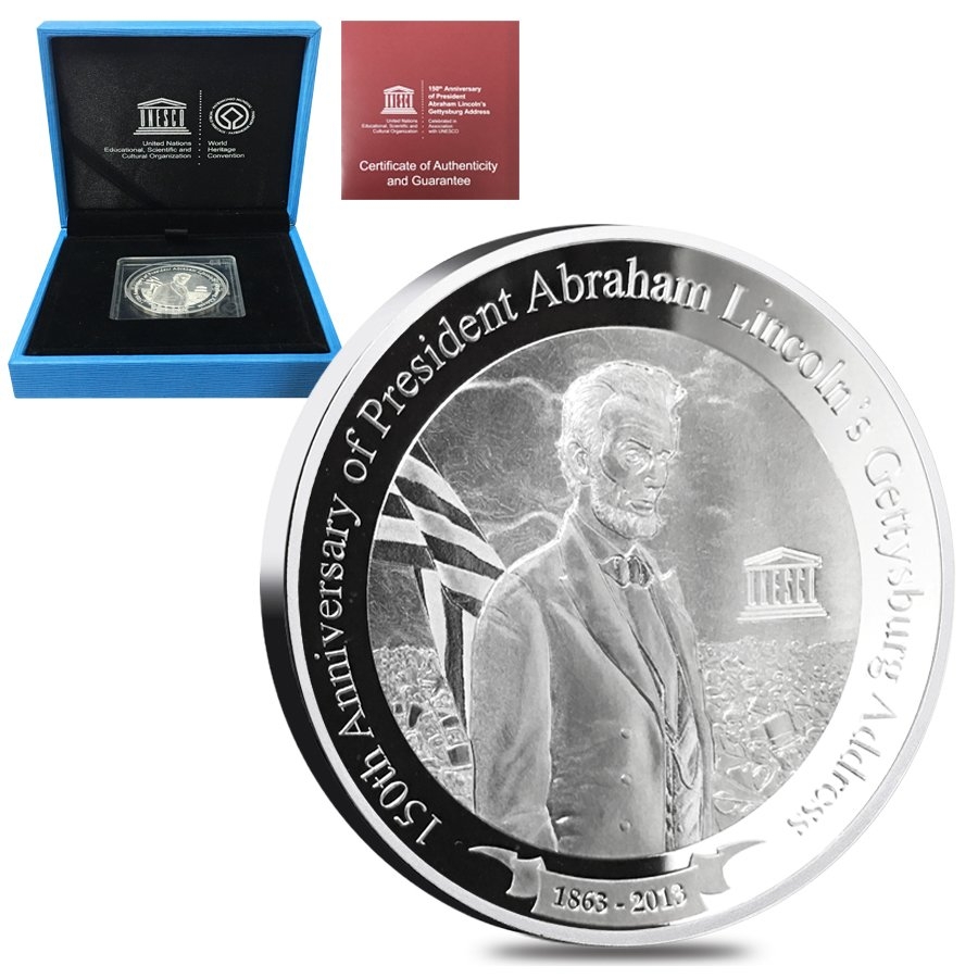 2013 1 oz Fiji Proof Silver 150th Anniv. of Lincoln's Gettysburg Address (w/Box & COA) Questions & Answers