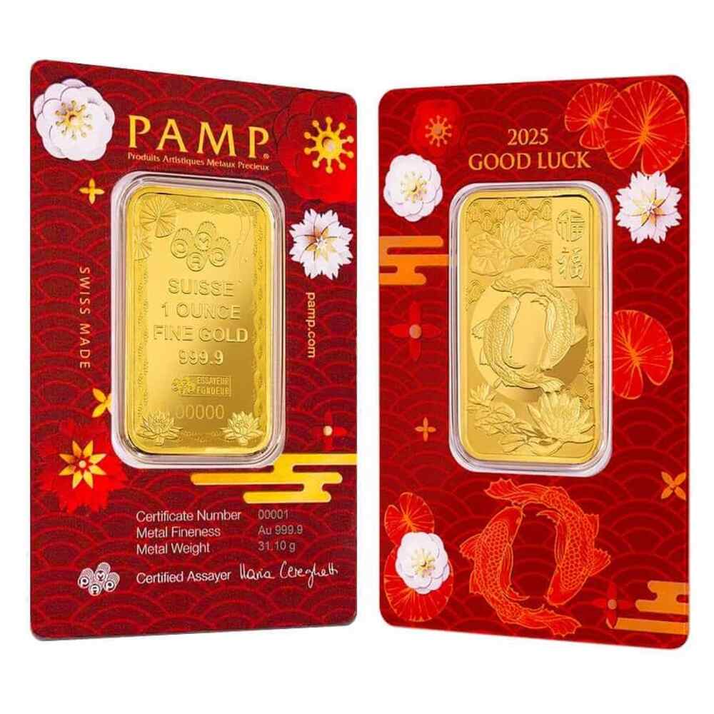 2025 1 oz PAMP Suisse Good Luck Koi Fish Gold Bar .9999 Fine (in Assay) Questions & Answers