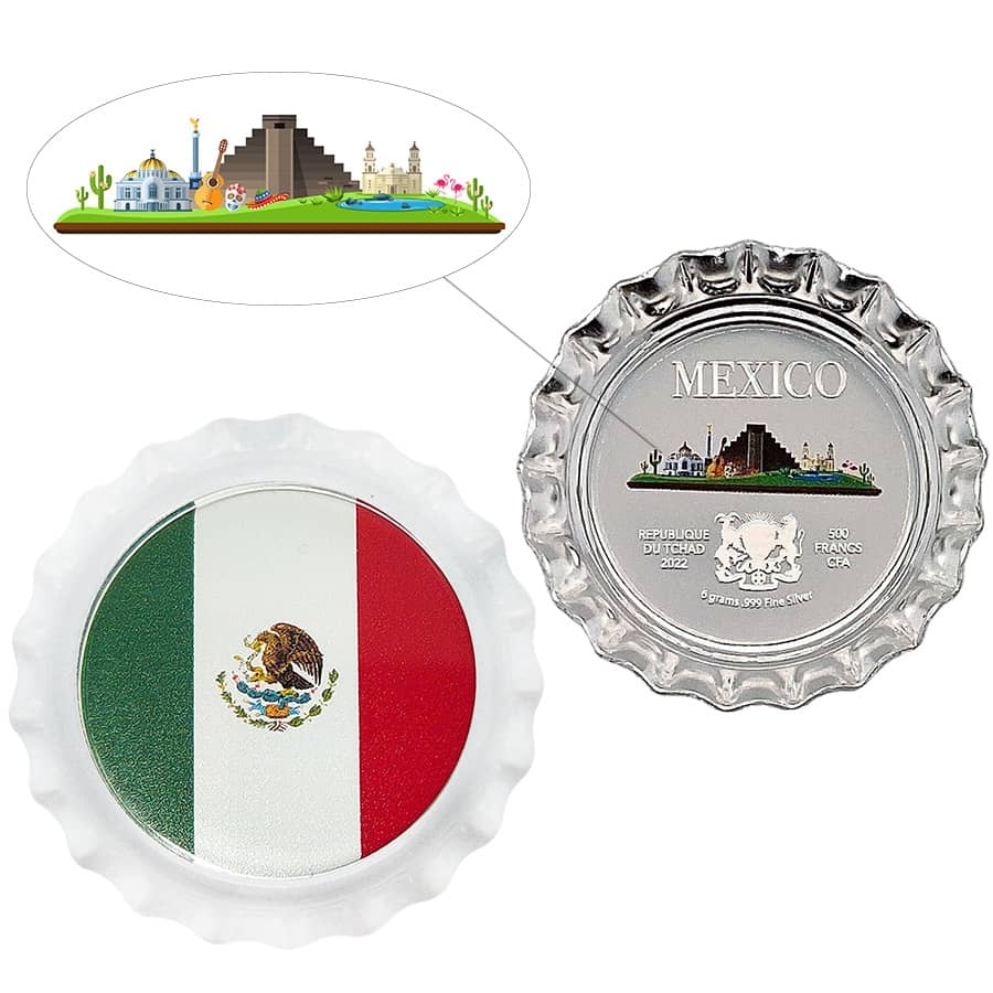 2022 Chad 6 gram World Landmarks - Mexico Bottle Cap Proof Silver Coin .999 Fine (In Cap) Questions & Answers