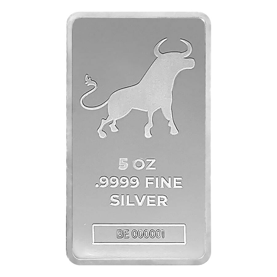 What is the design on the reverse side of the silver bar?