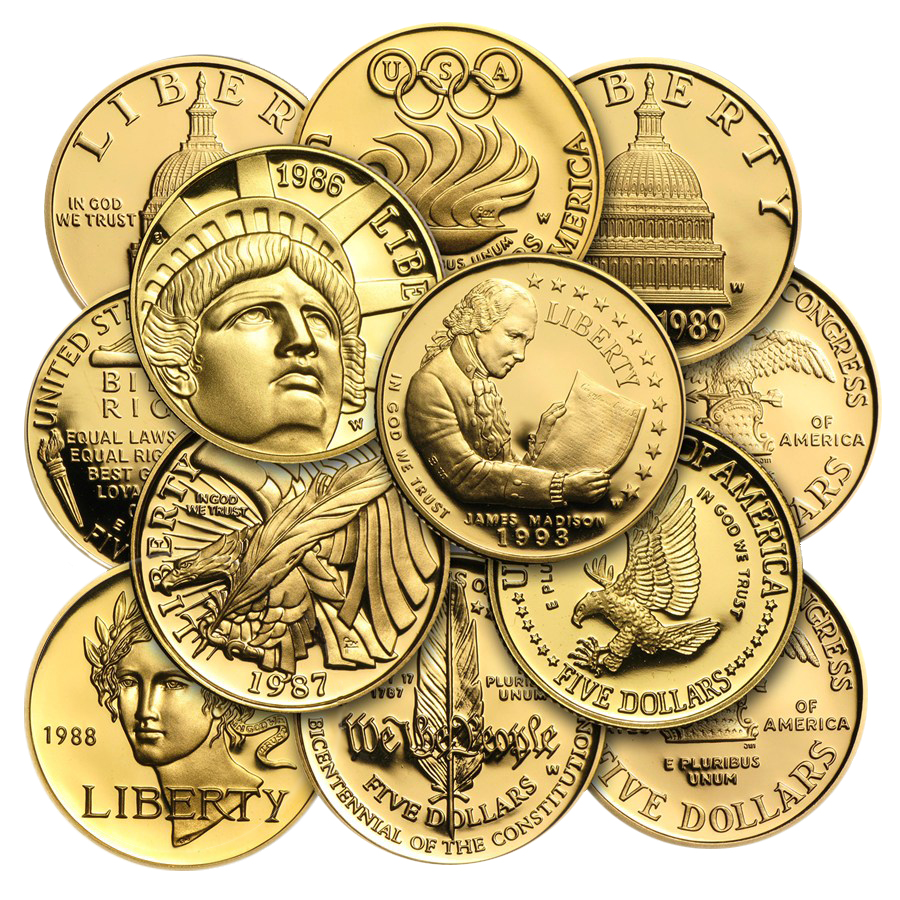 Gold at Spot - US Mint Gold $5 Commemorative Coins BU/Proof (Random Year) Questions & Answers