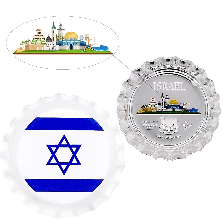 2021 Chad 6 gram World Landmarks - Israel Bottle Cap Proof Silver Coin .999 Fine (In Cap) Questions & Answers