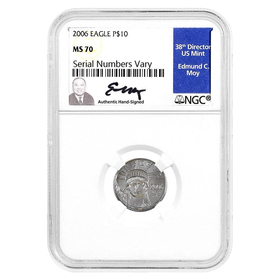 2006 1/10 oz $10 Platinum American Eagle NGC MS 70 (Moy) Questions & Answers