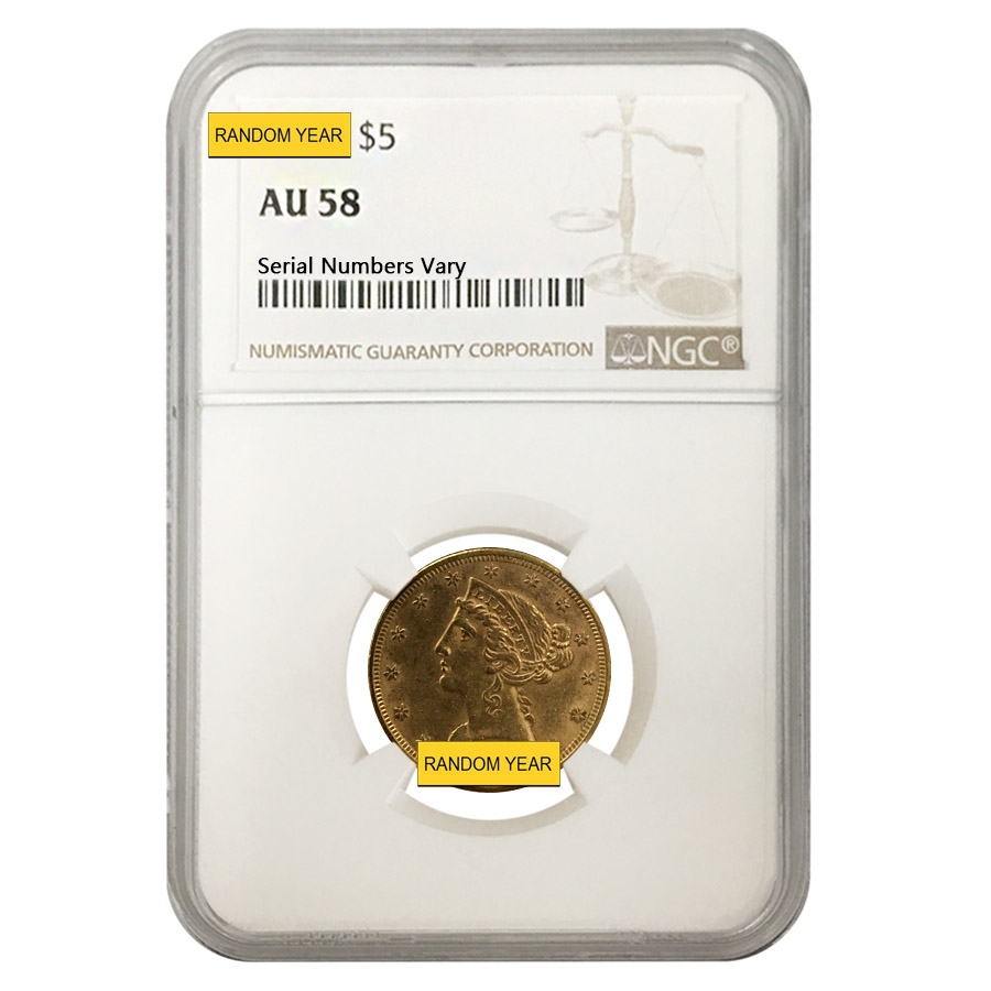 $5 Gold Half Eagle Liberty Head NGC AU 58 (Random Year) Questions & Answers