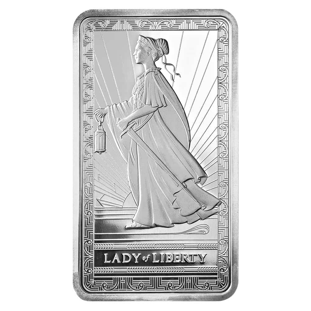 What is depicted on the reverse side of the silver bar?