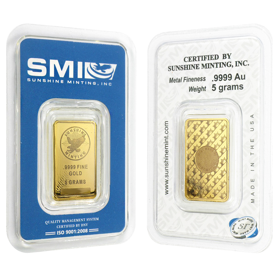 Sunshine Mint 5 gram Gold Bar .9999 Fine (In Assay) Questions & Answers