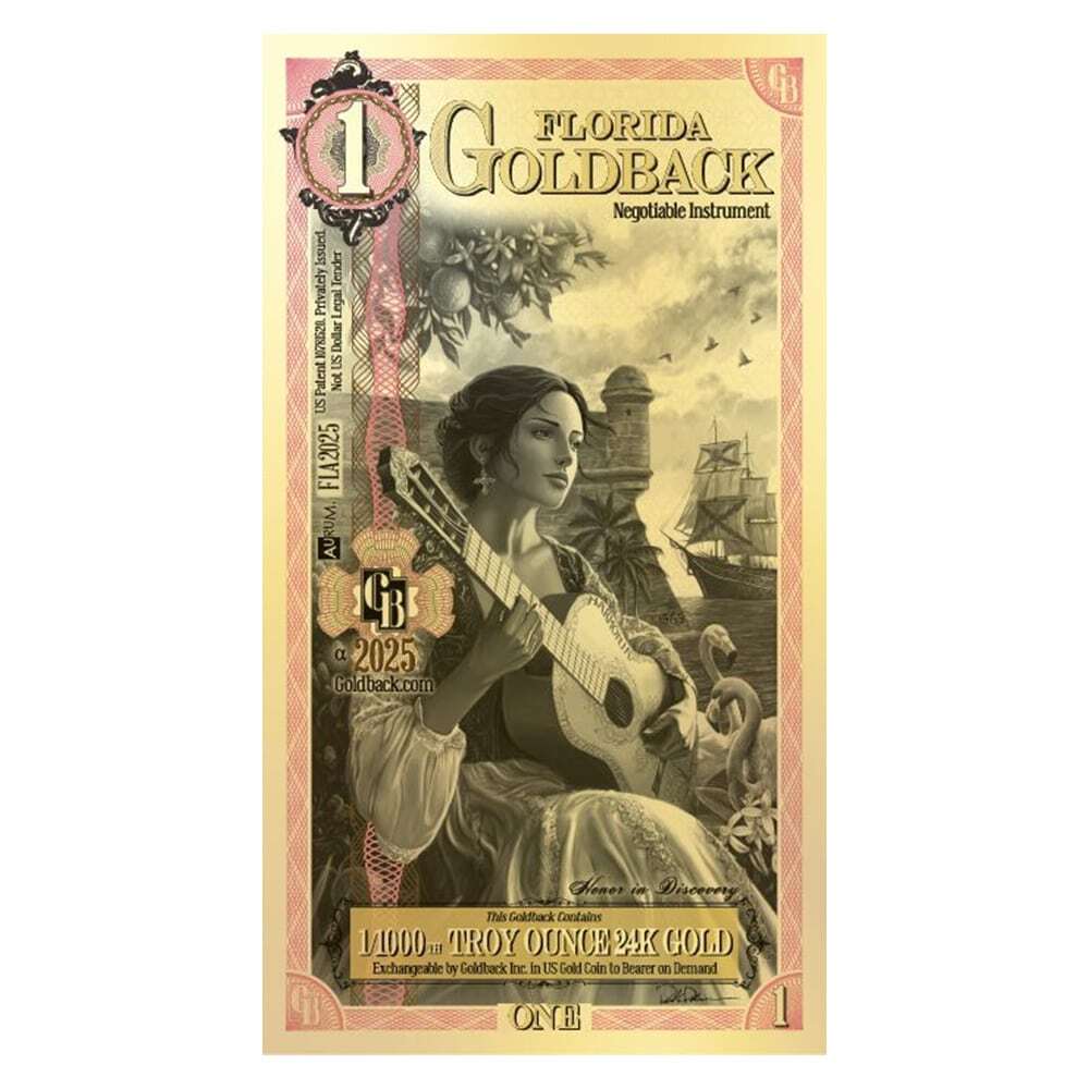 1 Florida Goldback 1/1000 oz 24K Gold Foil Aurum Note Questions & Answers
