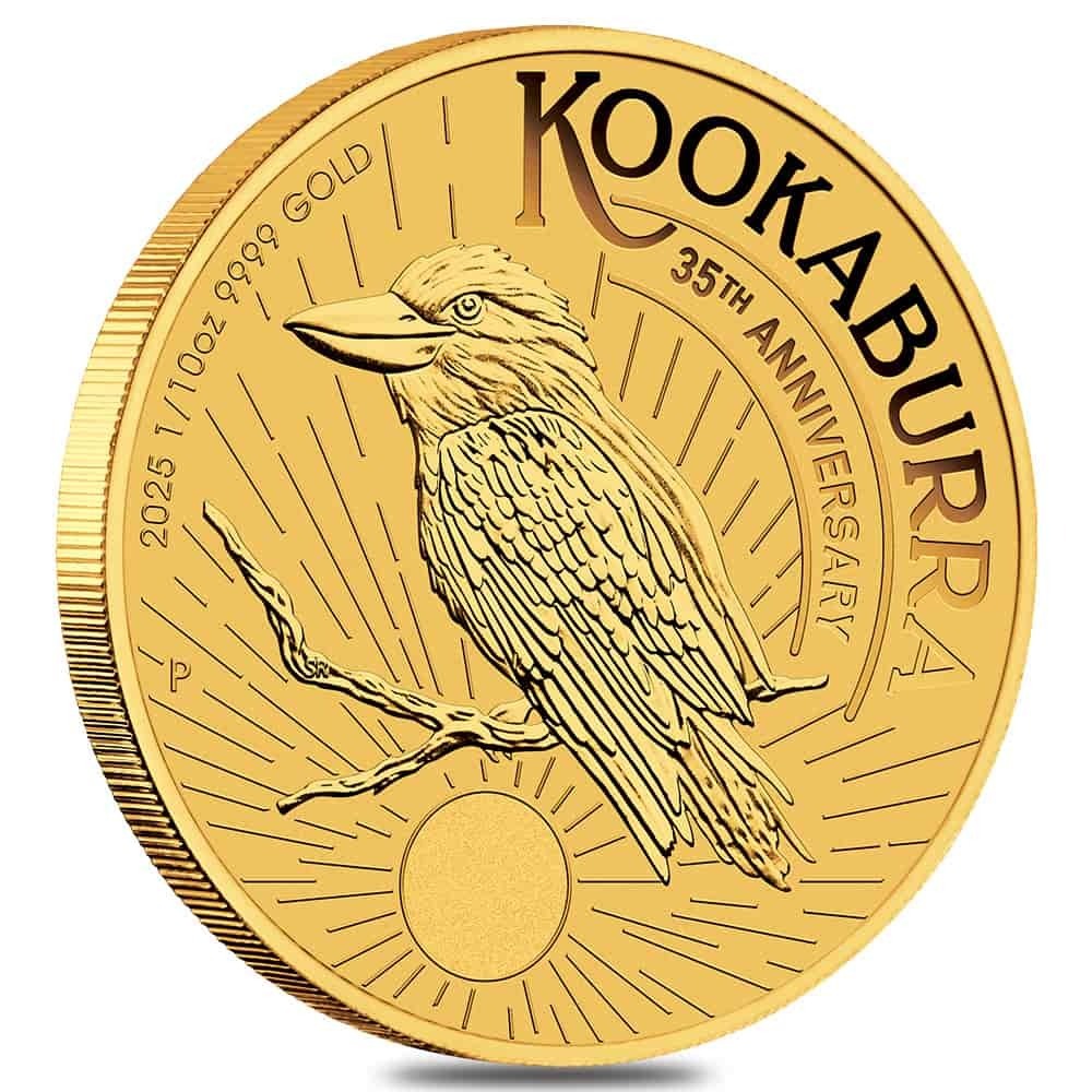What is featured on the reverse of the 2025 1/10 oz Gold Australian Kookaburra?